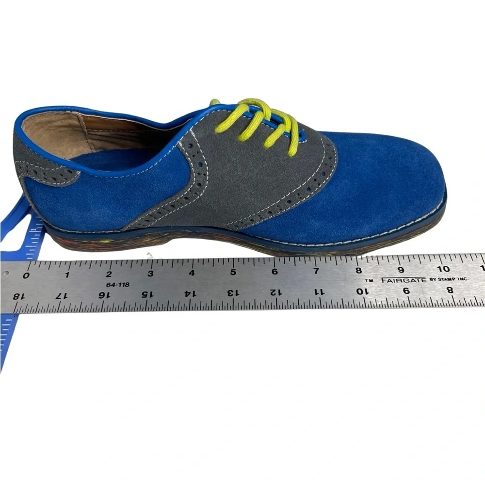 Florsheim Kenneth Jr III Oxford - gray/blue/yellow suede leather big boys size 6